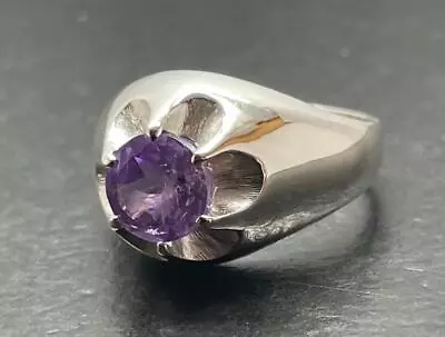 1.97 Ct Purple Amethyst .925 Sterling Silver Mens Claw Ring Size 9.75 8+grams • $84