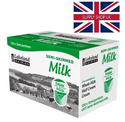 Lakeland UHT Semi Skimmed  Milk Pots X 120 Portion Jiggers 18/08/2024 • £7.99