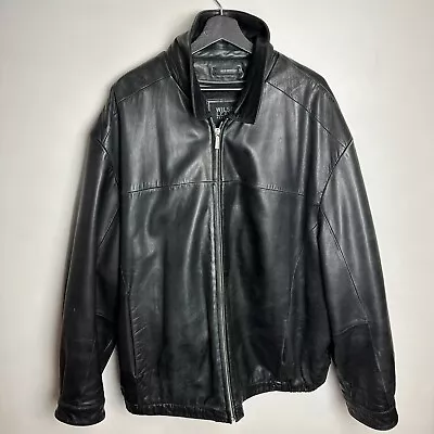 Wilsons Genuine Leather Jacket Men's Size 2X Coat Thinsulate Black Zip • $72