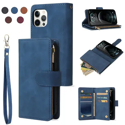 Flip Leather Wallet Card Case For IPhone 14+ 15 13 11 12 Pro Max XR SE Zip Cover • £7.59