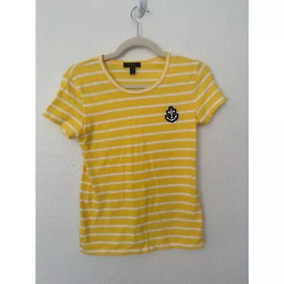 J. Crew Womens Yellow White Striped Short Sleeve Anchor T-Shirt Size XS • $15