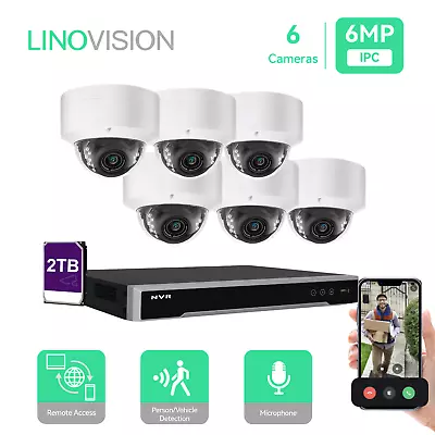 LINOVISION 8CH PoE IP Security Camera System With  (6) 6MP PoE Dome Cameras • $699.99