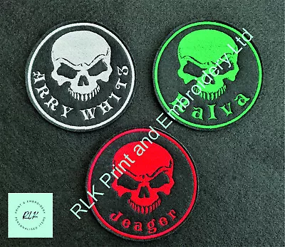 Personalised Embroidered Skull Name Patch Badge Banner Iron On Sew On Biker • £4.20