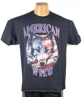 American Wild Wolf - USA Flag - Native American - Mens T-Shirt Graphic Tee XL • $17.65