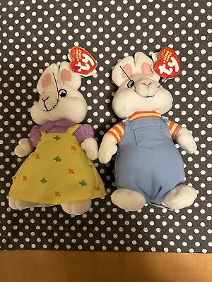 Ty MAX & RUBY 7  Beanie Bunny SET Of 2 (Nickelodeon/Nick Jr)  NEW & MINT • $30