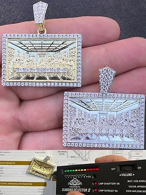 Real MOISSANITE 925 Silver Gold Plated Iced Jesus Last Supper Pendant Necklace • $111.58