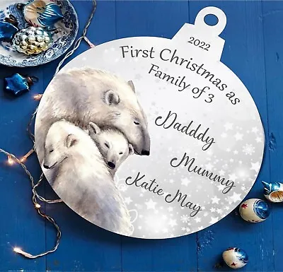 First Christmas As Mummy Daddy Tree Bauble Personalised Babys 1st Xmas Gift • £5.88