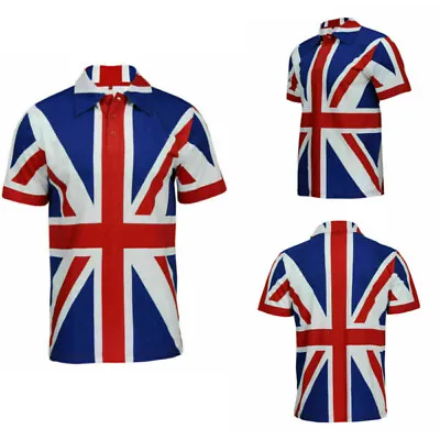 Men's Union Jack Shirt Lapel Short Sleeve T-Shirt For The Queens Jubilee • £12.79