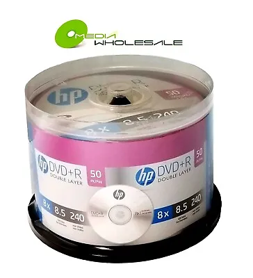 50 HP 8X Blank DVD+R DL Dual Double Layer 8.5GB Logo Branded Media Disc  REAL HP • $27.90