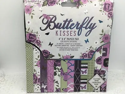 36 Sheets 8x8 Inch Paper Pad Butterfly Kisses For Junk Journal Scrapbook Card • £7.45