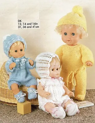 £2.99 • Buy Doll Boy Girl Clothes Knitting Pattern In DK. Includes Tiny Tears Size Doll.