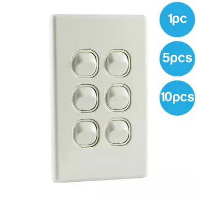 QCE Slimline 6 Gang Light Switch 16A Mechs AS/NZS Approved • $8.70