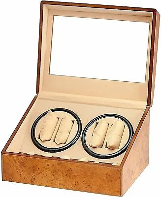 4+6 Automatic Quad Watch Winder Top Display Storage Box Walnut Wood  • $104.99