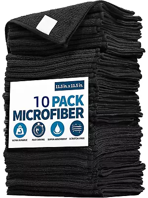 10pcs/Pack Microfiber Cleaning Cloth 10 Pcs Black Towel Cleaning Cloth • $11.99