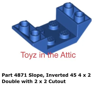 Lego 1x 4871 Blue Slope Inverted 45 4 X 2 Double With 2 X 2 Cutout • $6.76