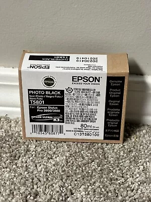 T5801 Genuine Epson Pro 3800 3880 Photo Black Ink T580100 W/exp 04-2023 • $64.99