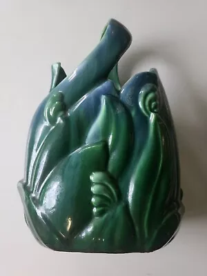 Vintage MCM Royal Haeger USA Blue Green Drip Style Ceramic Vase With Handle Rare • $40