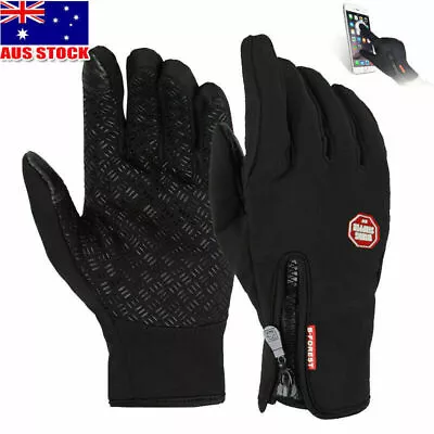 Winter Cycling Gloves Bicycle Warm Touchscreen Full Finger Gloves Waterproof AUS • $8.52