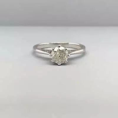 18ct White Gold Diamond Solitaire Ring (c.0.59ct) - Size J 1/2 • £325