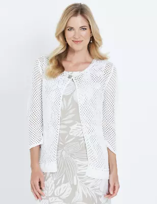 Noni B - Womens Jumper - Long Summer Cardigan Cardi - White Sweater E2E Studded • $16.65