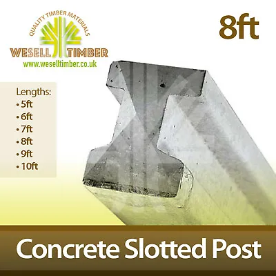 £20.50 • Buy 8FT Reinforced Intermediate Slotted Concrete Fencing Post (Collect Or Delivery)