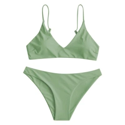 $19.99 • Buy ZAFUL Womens Solid Spaghetti Strap Bralette Bikini Set Two Piece Swimsuit Small