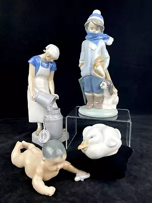 Vtg Figurine Lot (4) Early/Mid-C. Lladro #5220 B&G #2181 Royal Cop. #1739 & #516 • $112