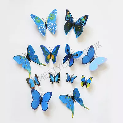 12Pcs 3D Butterfly Wall Stickers Decals Home Decoration Shop Wedding Craft Art • £2.99