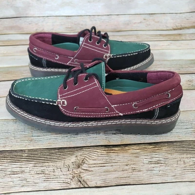$25 • Buy Amanda Smith Leather Suede Deck Shoes 8 M Lace Ups Black Green