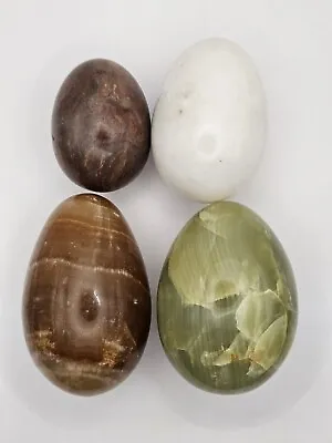 4 Onyx/marble/polished Stone Eggs - Green/grey/white/hues • £9.99