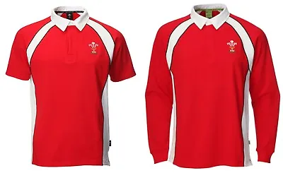 New Mens Wales Cymru Am Byth Official WRU Long/Short Sleeve Collared Rugby Shirt • £27.99