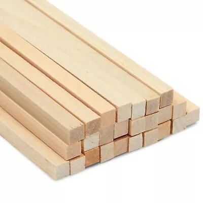 25 Pack Square Dowel Rods Unfinished Wood Sticks For Crafting 1/4 X 12 Inch • $9.99