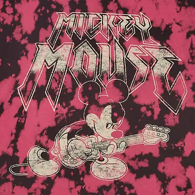 Disney Mickey Mouse SHIRT ADULT LARGE RED BLACK TIE DYE GUITAR Rock Metal NWT • $13.98