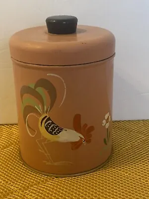 Vtg Metal Ransburg Rooster Canister Red Hand Painted • $19.75