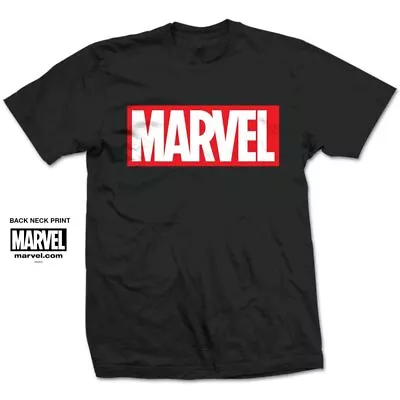 Marvel Comics Classic Box Logo Motif Design Medium Mens Black T-shirt Official • £10.95