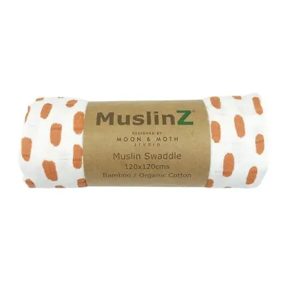 Muslinz Bamboo Organic Cotton Newborn Swaddle Blanket Copper Spot - Brand New • £6