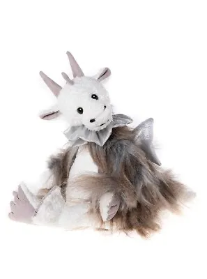 Charlie Bears 2023 Storm Chaser Dragon Teddy Bear White Plush Toy Bow Fantasy • £68