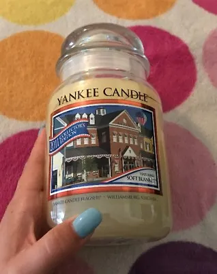 Rare New Flagship 2011 Williamsburg Va Yankee 1 Wick Jar Candle Soft Blanket • £32.77