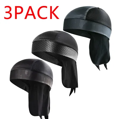 3PCS Sweat-Wicking Head Wrap Helmet Liner Skull Cap Beanie Hat Dew Rag For Men  • $14.98