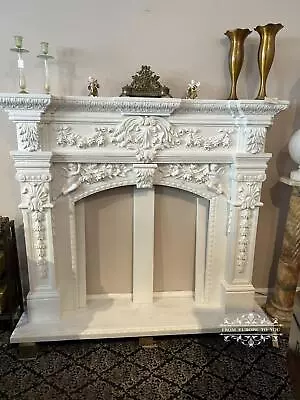 Carved Cherub Victorian Style Marble Fireplace Mantel - Jx114c • $4500