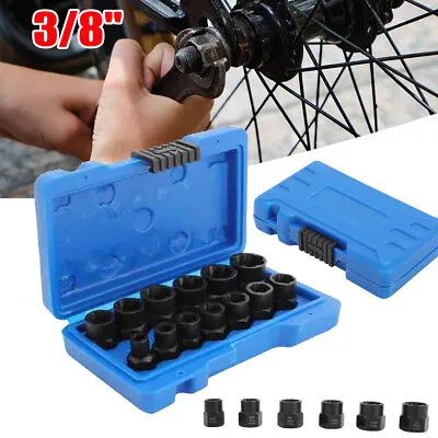 Locking Damaged Nut Bolt Remover Extraction Tool 3/8  Twist Impact Socket Set • £13.47