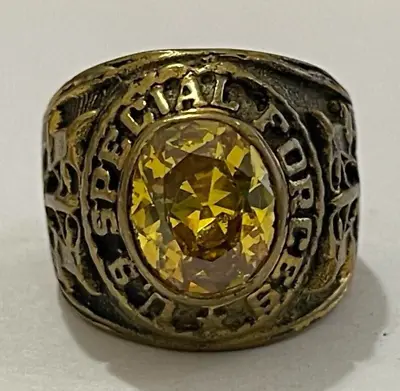 Vintage Ring US SPECIAL FORCES YELLOW Stone Vietnam War Era • $30.99