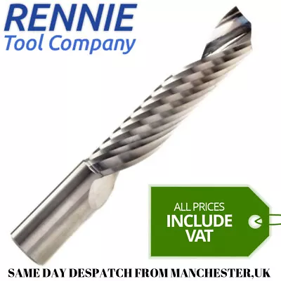 Solid Carbide Single Flute Spiral Router Bit End Mill For PVC Acrylic Hard Wood • £12.59