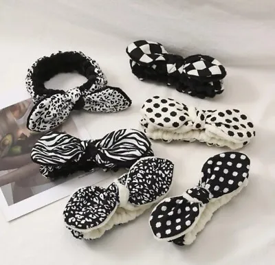 Ladies Soft Fleece Bow Head Wrap Hair Band Headband For Bath Spa Make Up Facial • £3.49