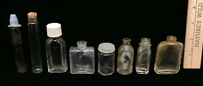 $8.99 • Buy Glass Bottles Miniature Clear Vintage Perfume Medicine Nail Polish Jars Lot 8