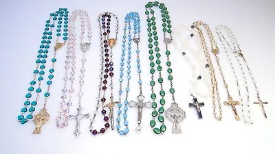 8 Vintage Rosaries Colored Beads Green Red Crucifixes Rosary Lot #1 • $89.99