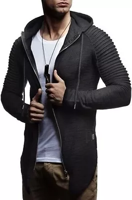 LEIF NELSON Men's Zipped Hoodie Sweater Stylish Jacket Slim Fit LN8149 Medium • $25.50