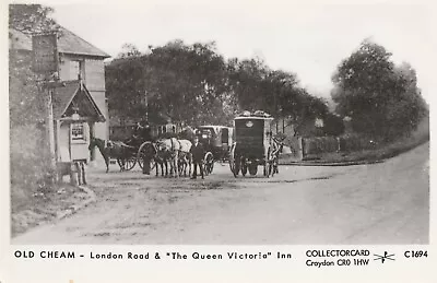 B England Surrey Old Postcard English Cheam The Queen Victoria Inn • £1.69