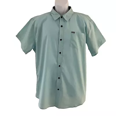 Zoo York Men's Aqua Blue Short Sleeve Button Up Shirt Size LARGE W/ Pocket Logo • $16.97