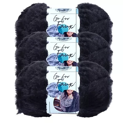 (3 Pack) Lion Brand Yarn 322-208AT Go For Faux Bulky Yarn Black Panther • $16.35